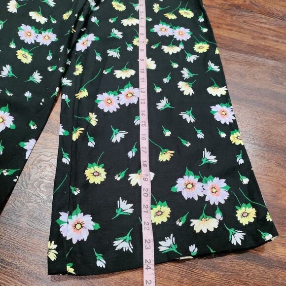 LOFT Tie Waist Linen Fluid Wide Leg Crop Whimsy Pants in Garden L - Picture 5 of 14